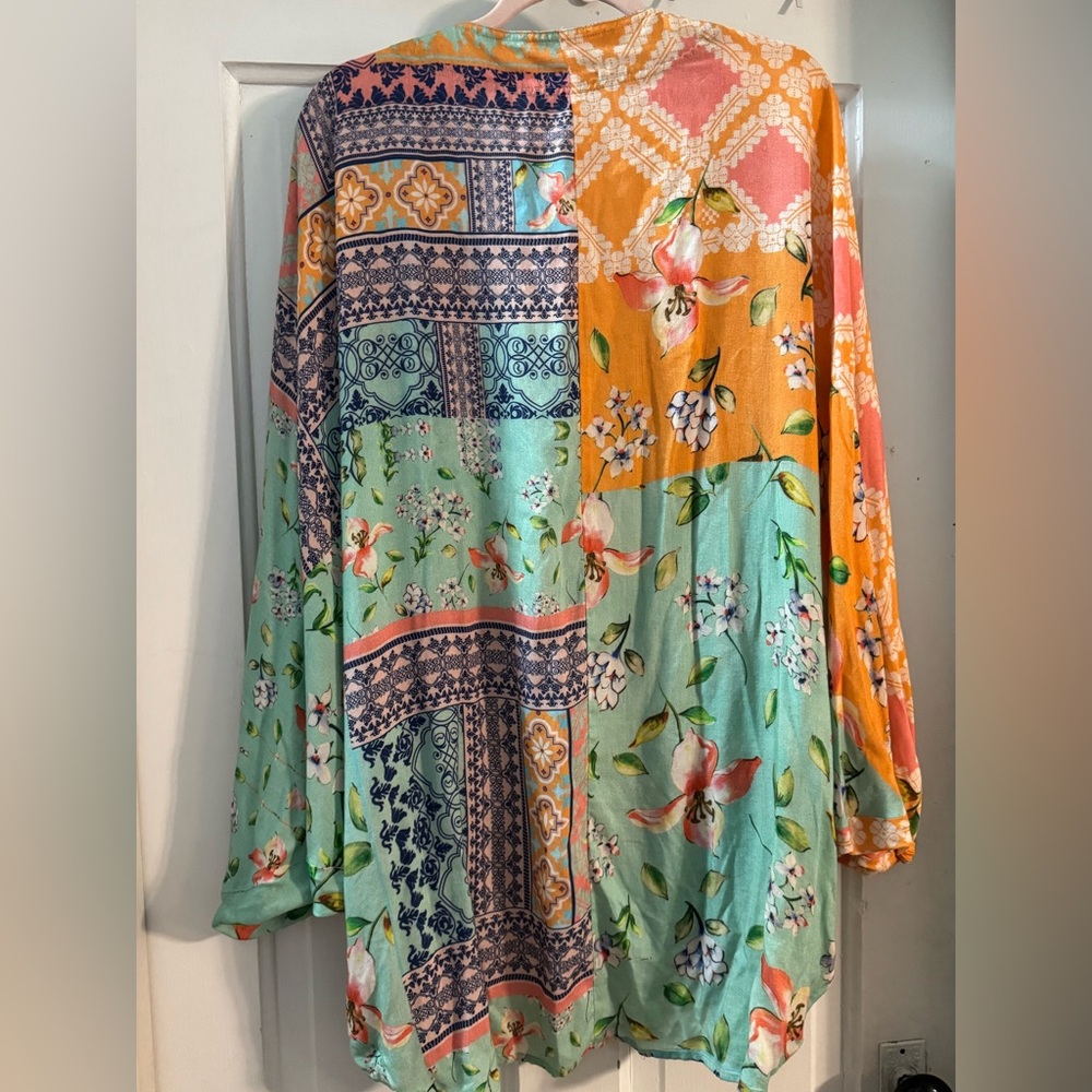 Anthropologie Os Multicolor Patchwork Kimono - image 2